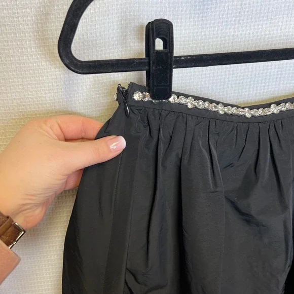 Hyacinth House Black Taffeta Camila Embellished Bubble Mini Skirt Womens Medium